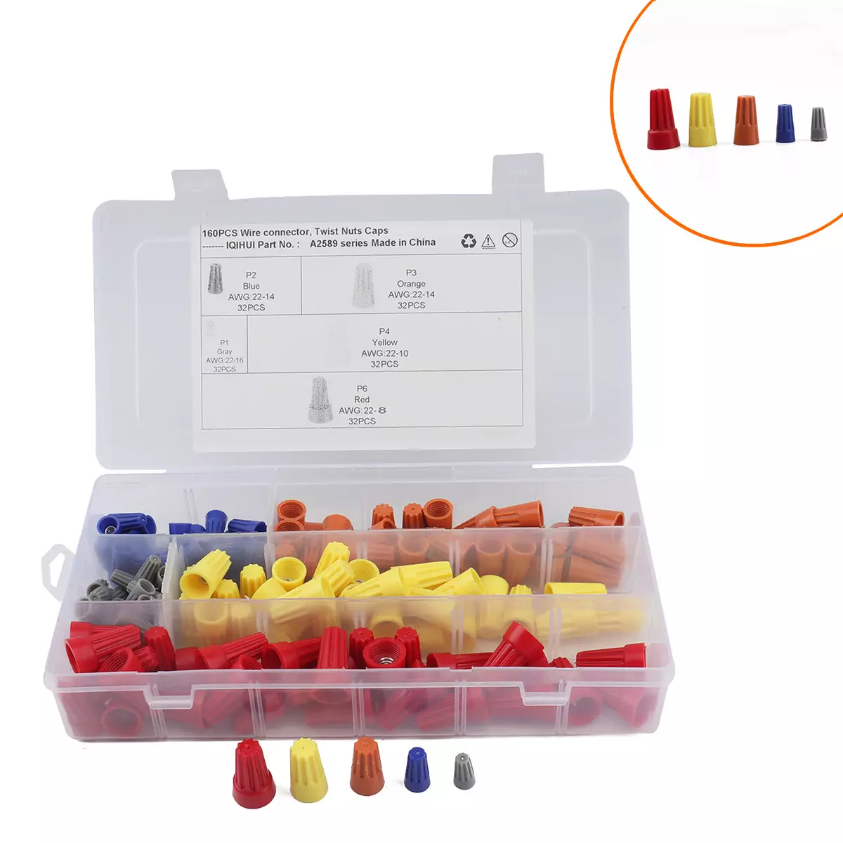 border 160PCS box waterproof stroke caps P1/P2/P3/P4/P6 spring spiral puzzle cap