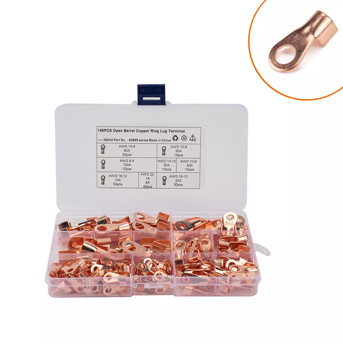 Foreign trade 185 boxes of copper cold pressure wiring terminal opening Copper nose copper -threading line terminal