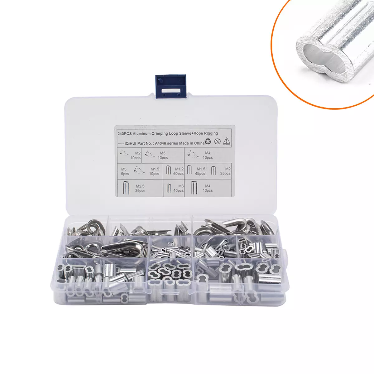 Foreign Trade Box-Stainless Steel 304 Steel Wire Rope Clock Chicken Heart Ring with 8-character Pole Aluminum Ellipsed Aluminum Set