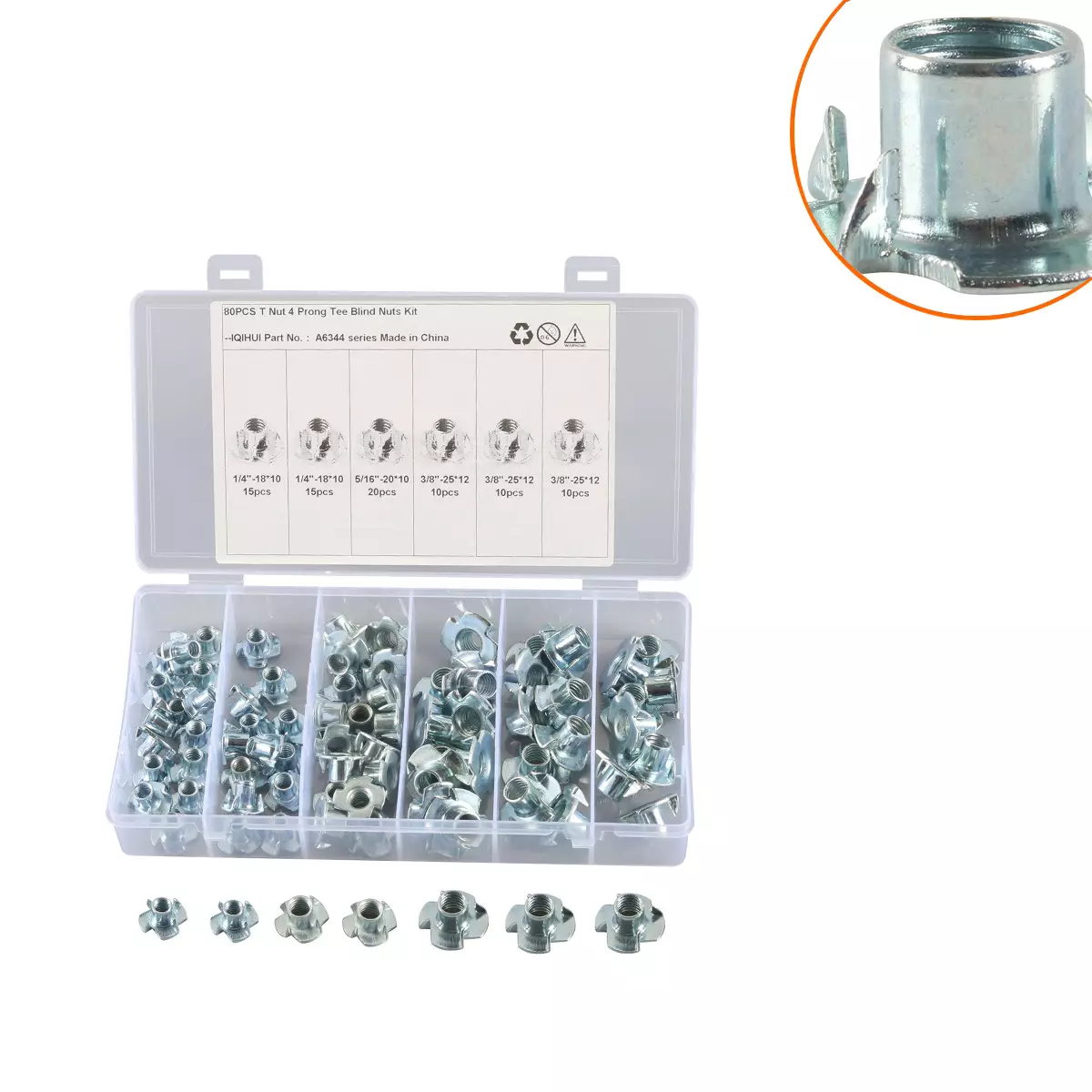 Galvanized English 1/4 5/16 3/8 four -claw nut pouring anti -skid four -corner nail nail nail