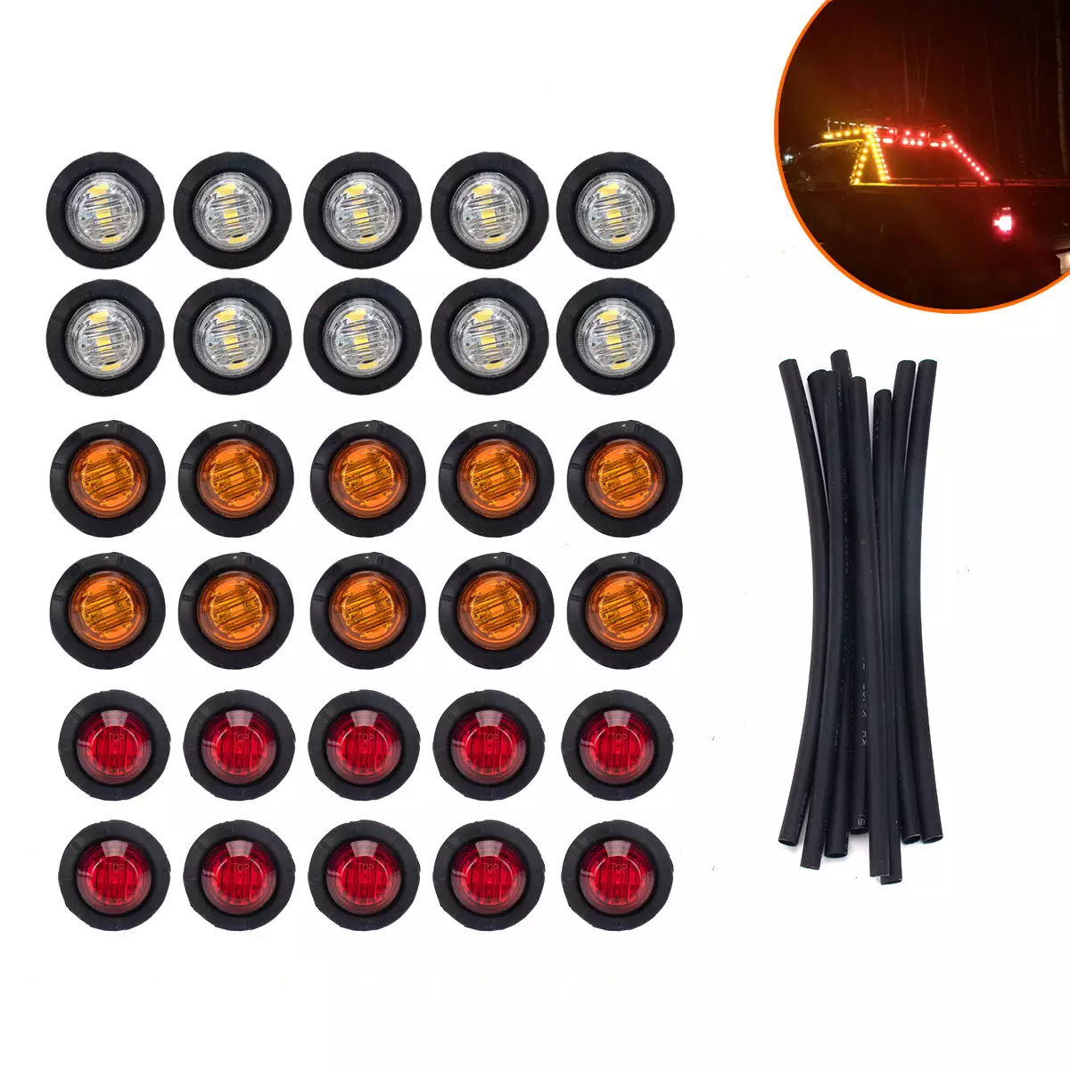 Red and white amber trailer truck truck picking card side label LED signal light turning light support mixed batch